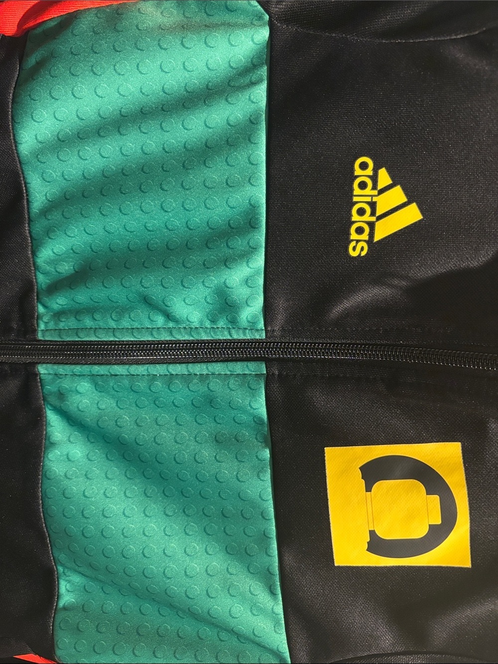 adidas Black, Teal & Red Zip-Up Track Jacket with Yellow Logo - Picture 3 of 8